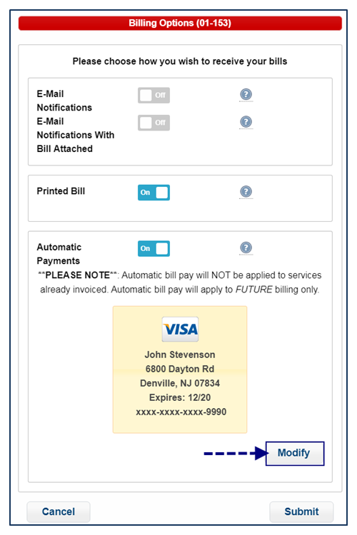 Modify Autopay Enrollment Step 2