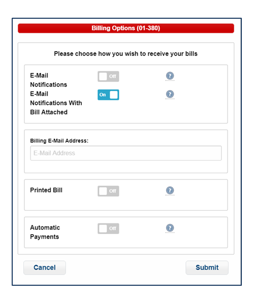 Change Billing Options Step 2