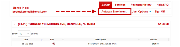 Autopay Enrollment Step 1