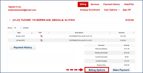 Change Billing Options Step 1
