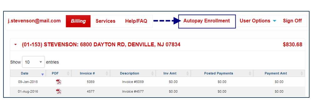 Autopay Enrollment Step 1